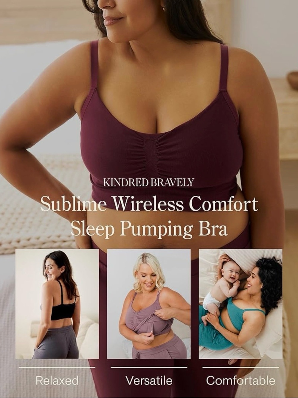 Kindred Bravely Sublime Sleep Pumping Bra - Plum in M Busty